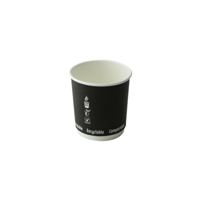 A black double-wall espresso cup