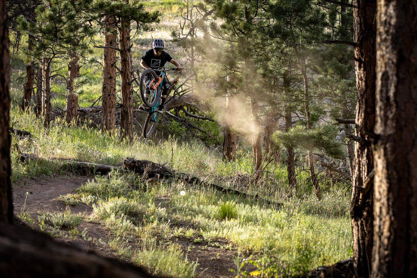 Rider getting air over tree