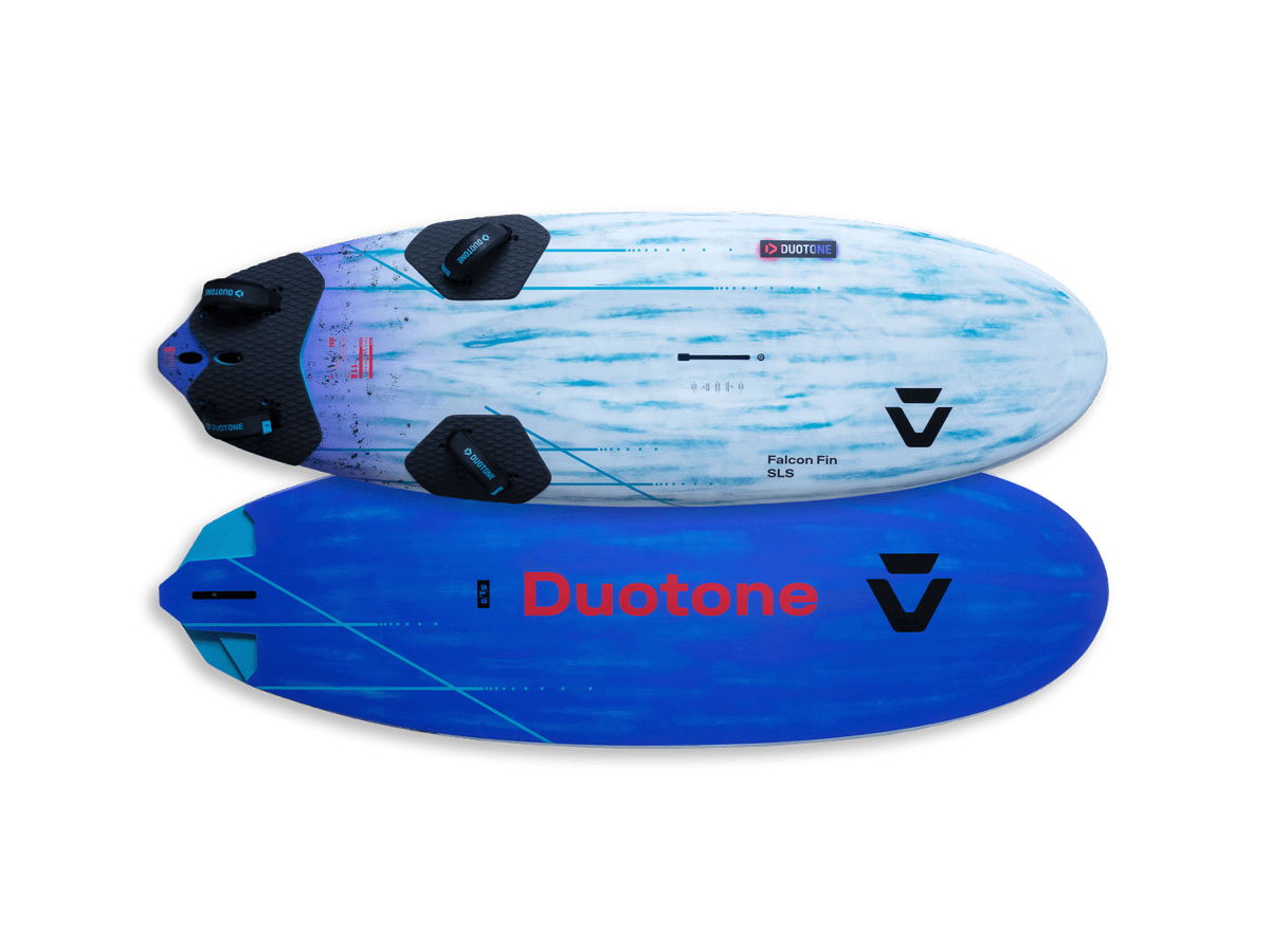 Two surfboards, one blue with 