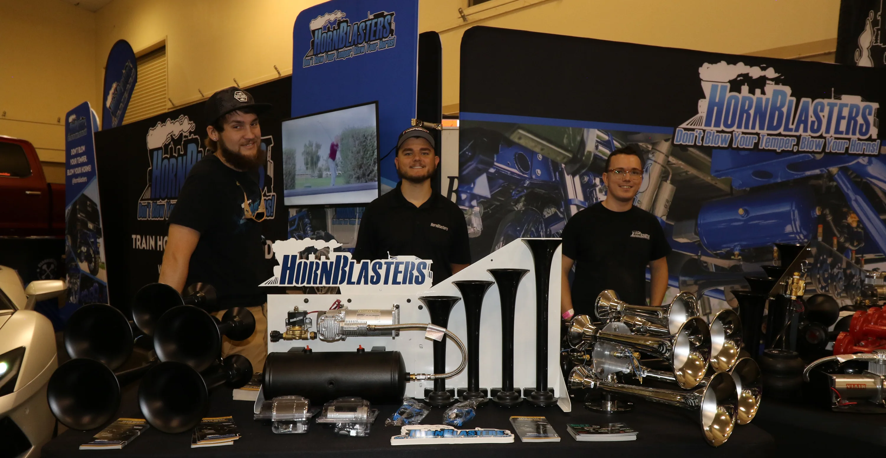 HornBlasters Booth and Team