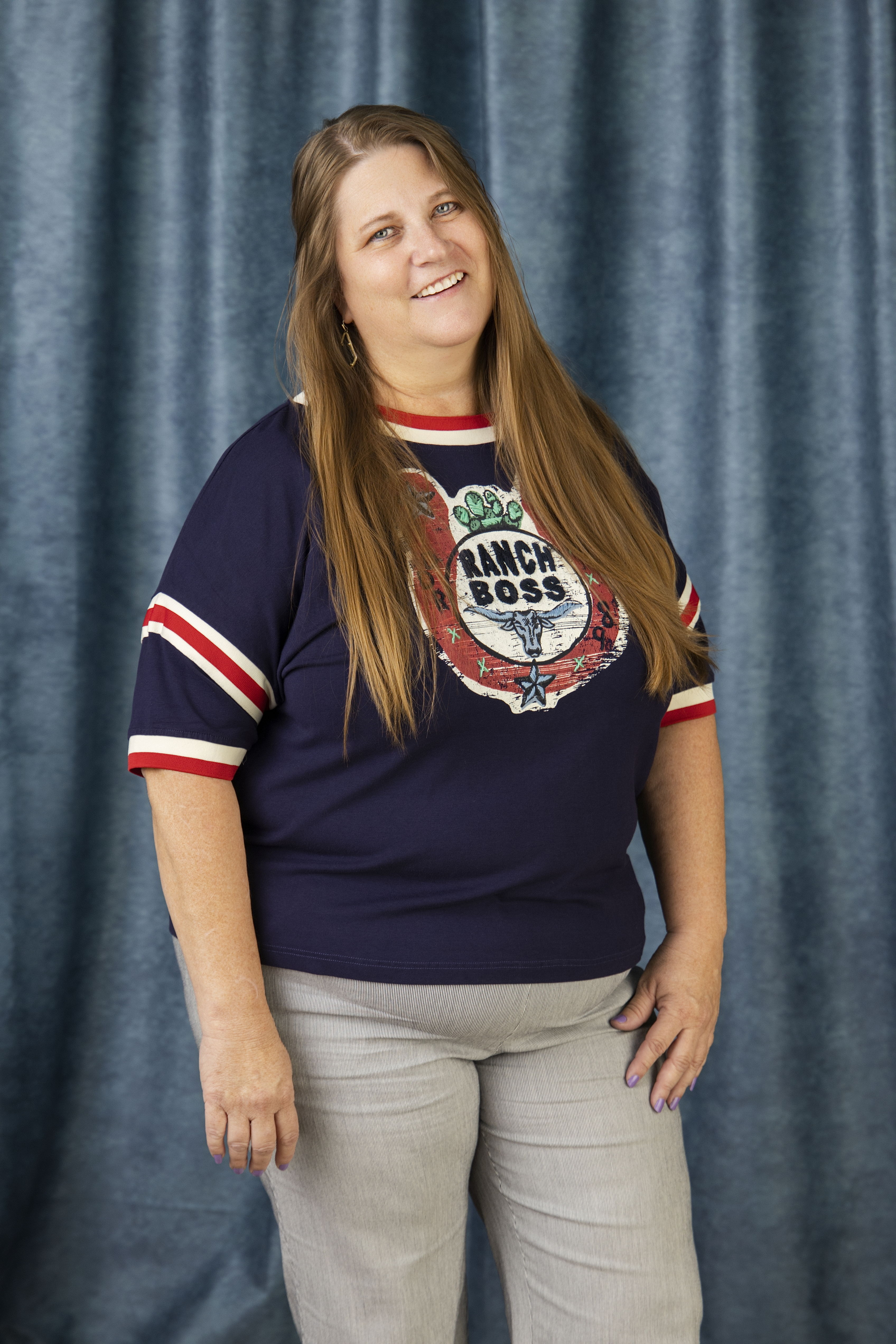 Melissa wearing the Ranch Boss Tee.