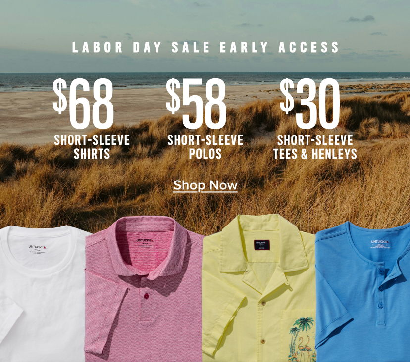 Labor Day sale advertisement featuring shirts and prices.