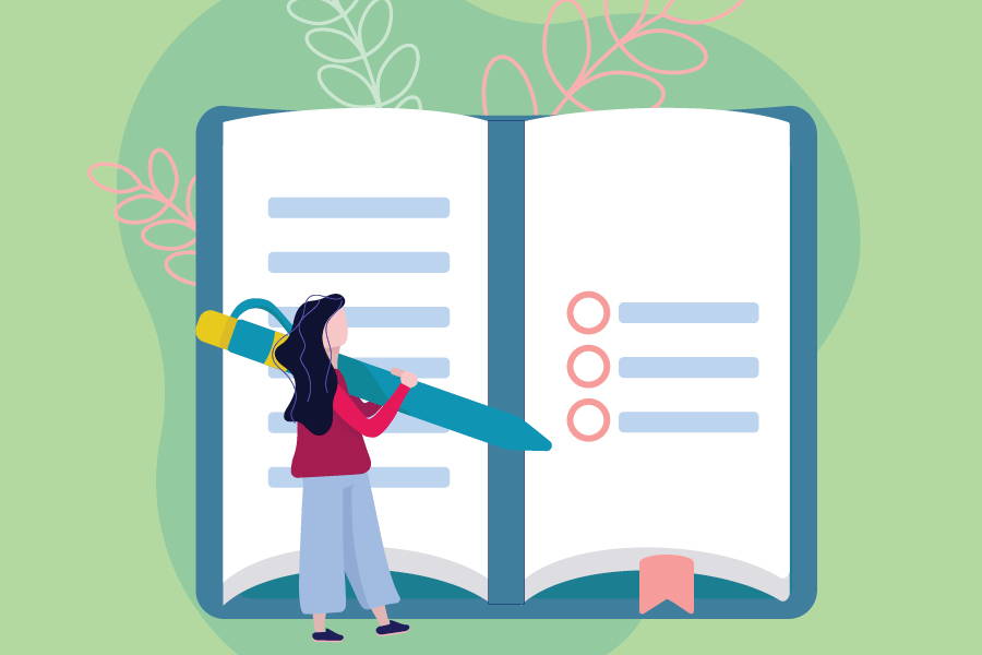 vector image of person writing a checklist