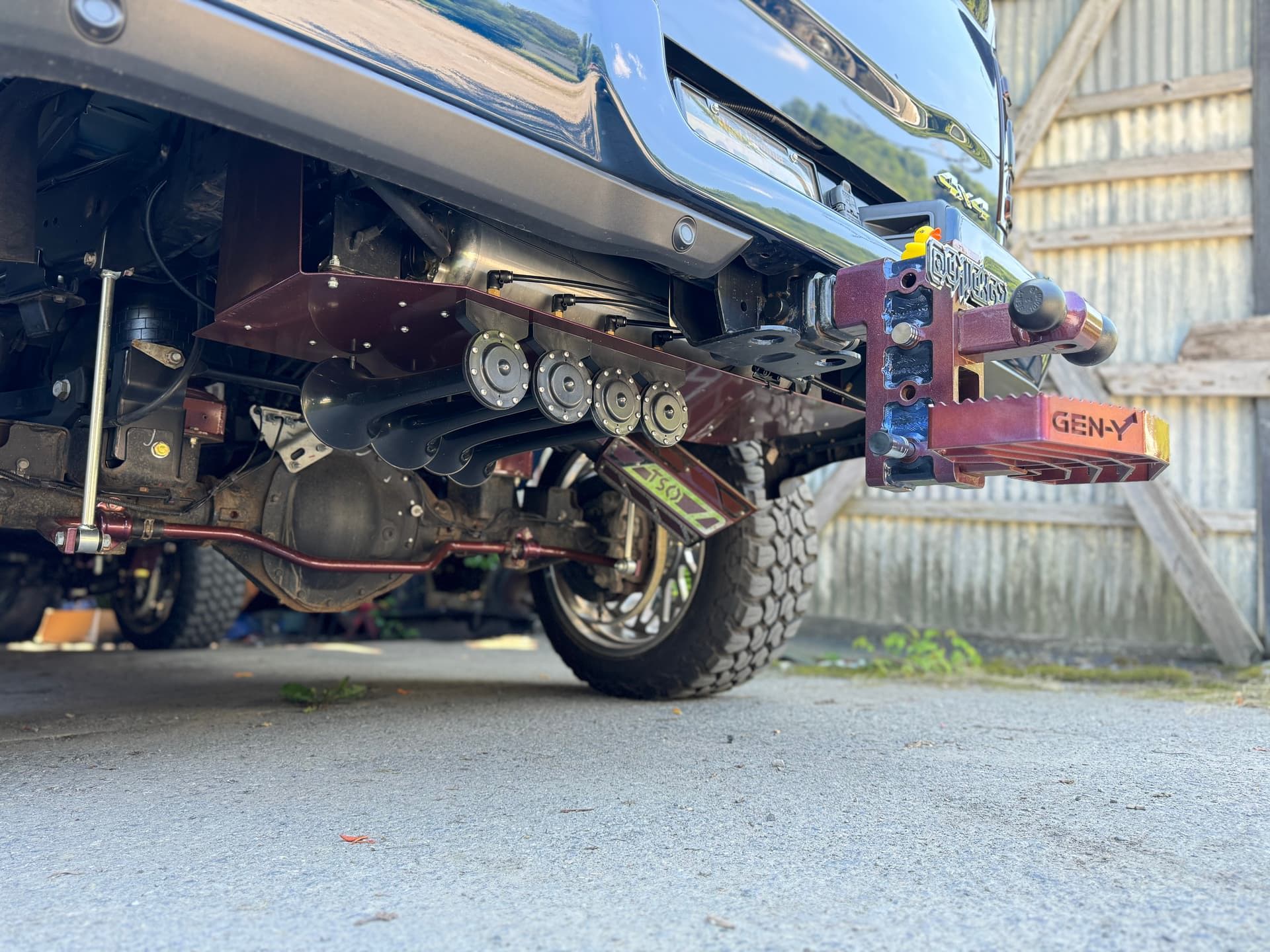 Angled exterior or driveway view Chris' 2022 Ram 2500 Shocker XL train horn install gallery photo 2