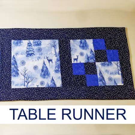 table runner with a dark border winter holiday fabrics