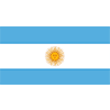 Flag of Argentina with light blue and white stripes and a sun emblem.
