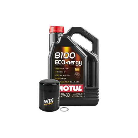 Display photo of Motul oil and filter.