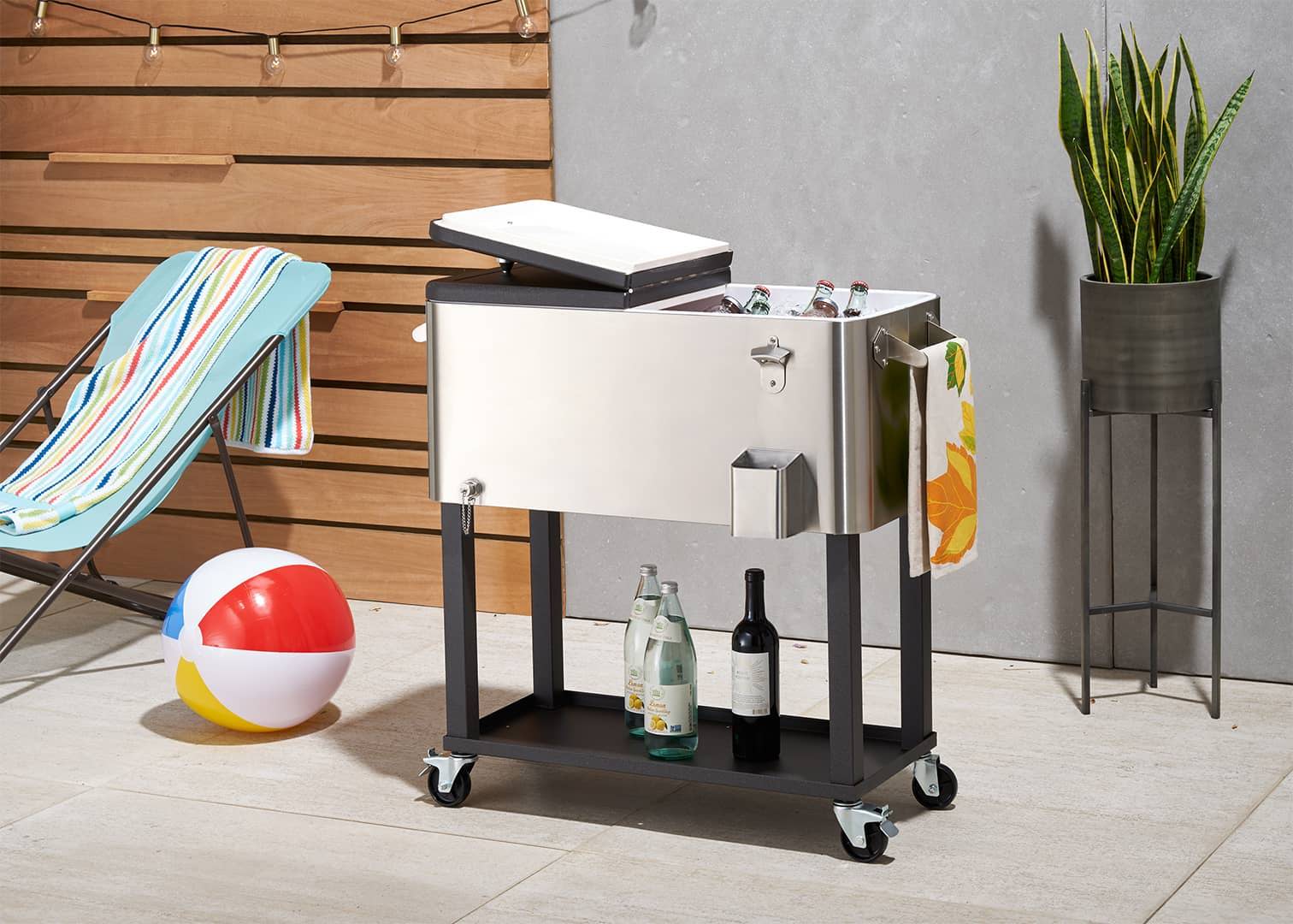 outdoor stainless steel cooler with wheels
