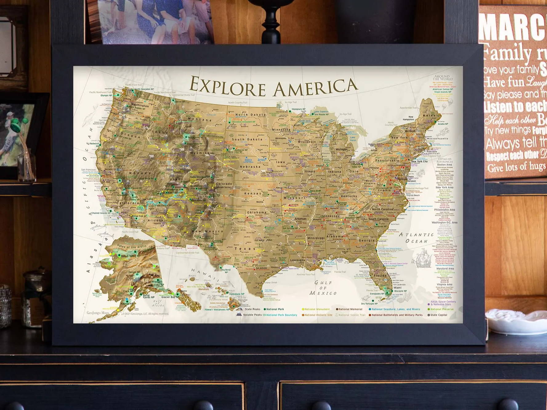 us travel map with pins