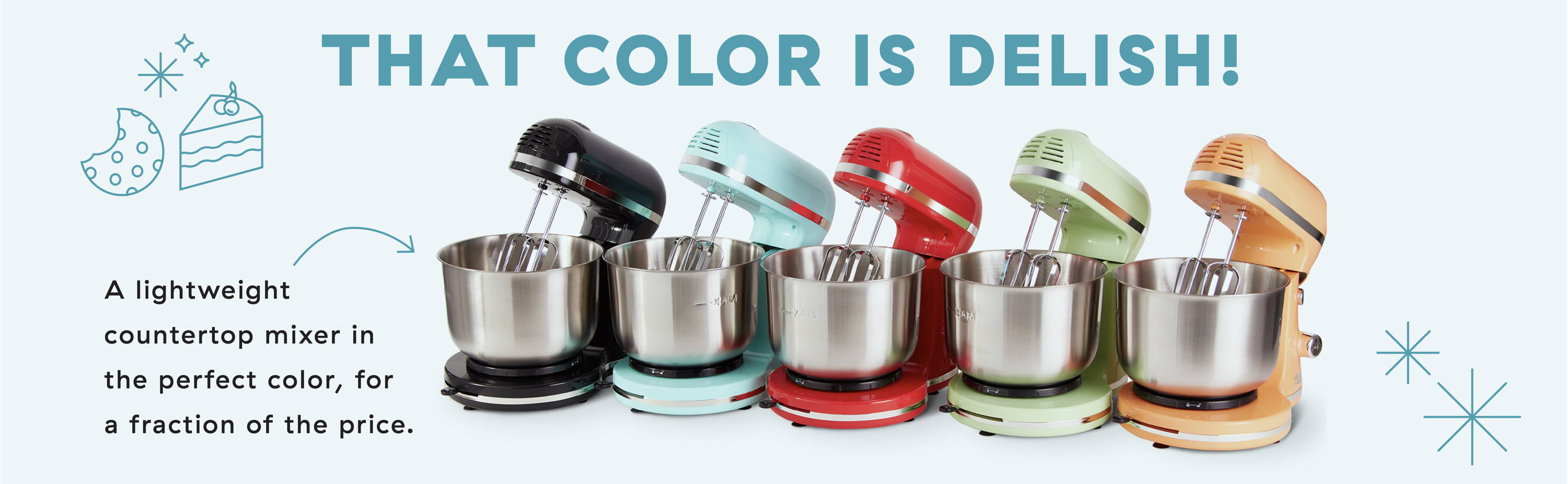 A lightweight countertop mixer in the perfect color, for a fraction of the price. 