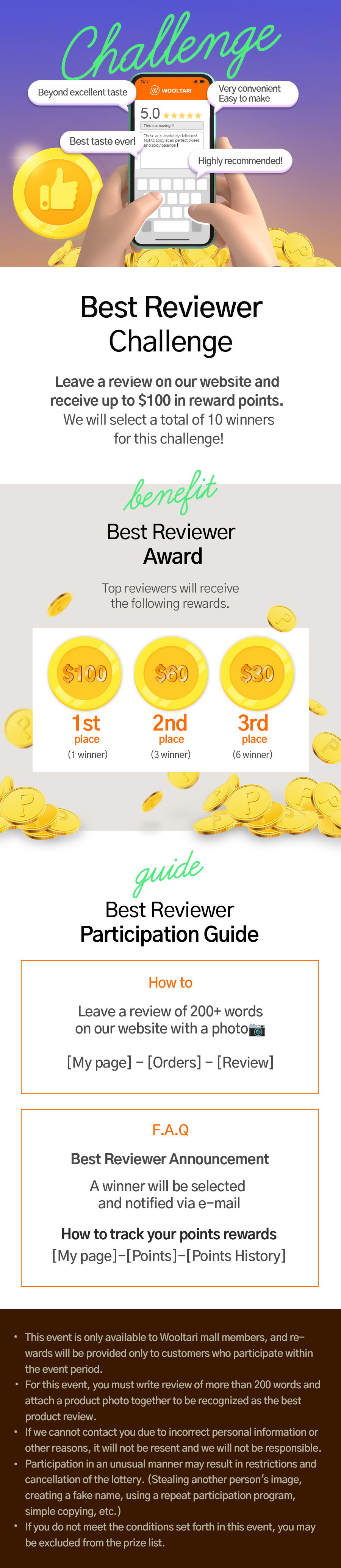 Best Reviewer Challenge and Participation Guide with rewards details.