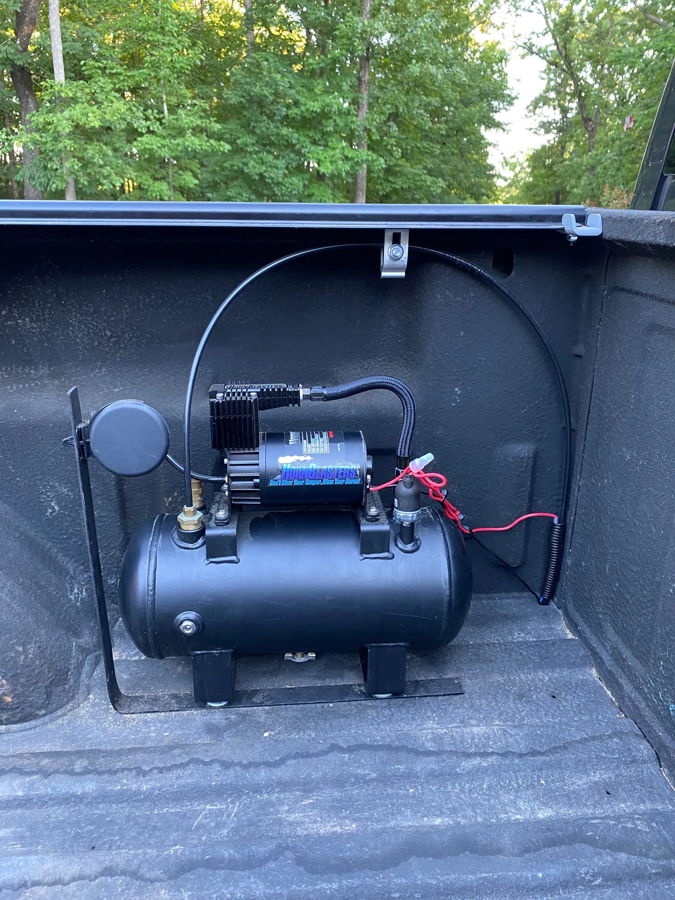 Train horn bells and mounting brackets on Blake's 2005 GMC Sierra 1500 Z71 photo 3