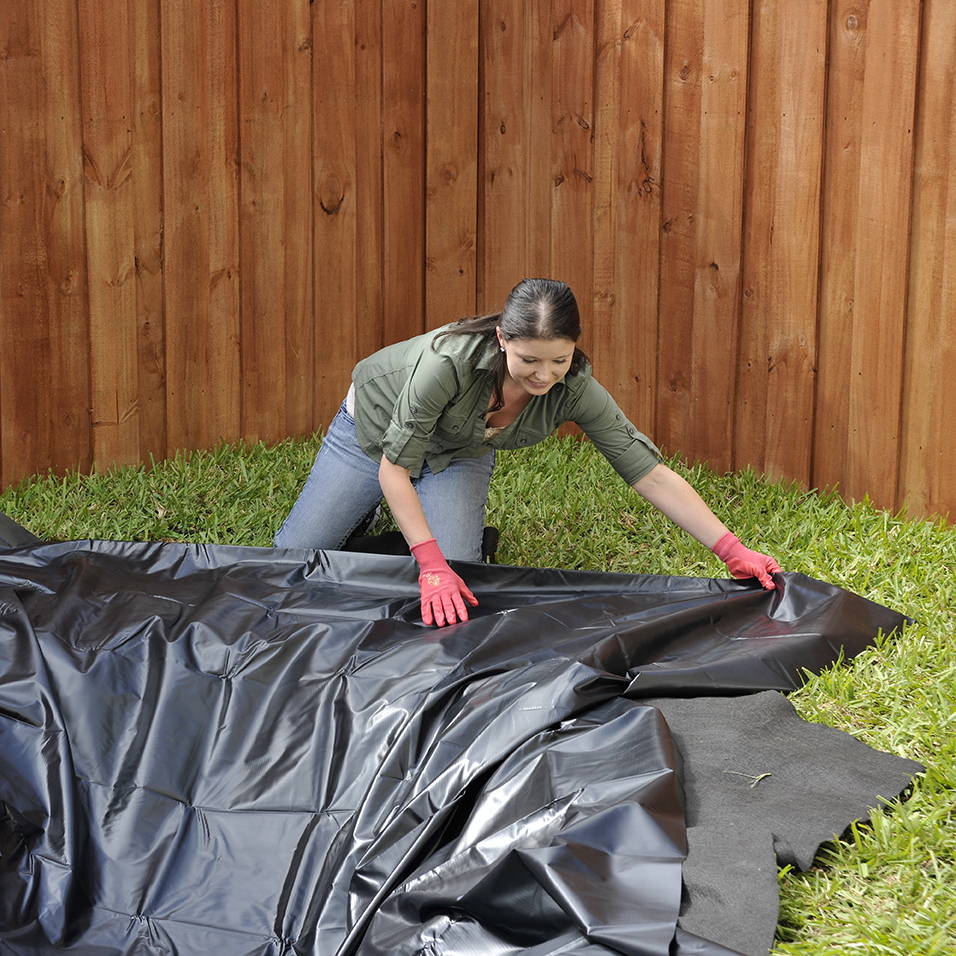 test the pond liner's size and shape