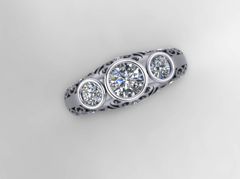 Custom Diamond Engagement Platinum Ring