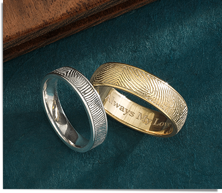  sterling silver and gold fingerprint rings