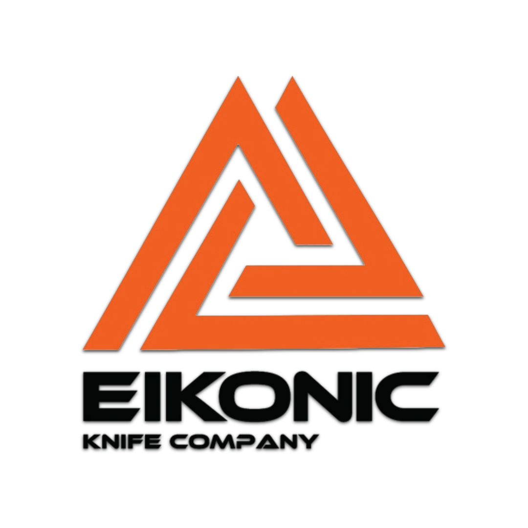 Eikonic Knife Company logo featuring an orange triangle design.
