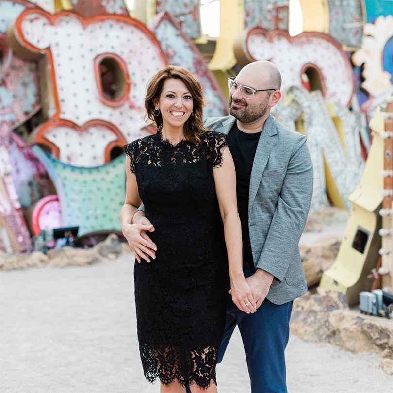 MiaDonna Heroes Andrew and Kate celebrating their wedding in Las Vegas at the Neon Museum.