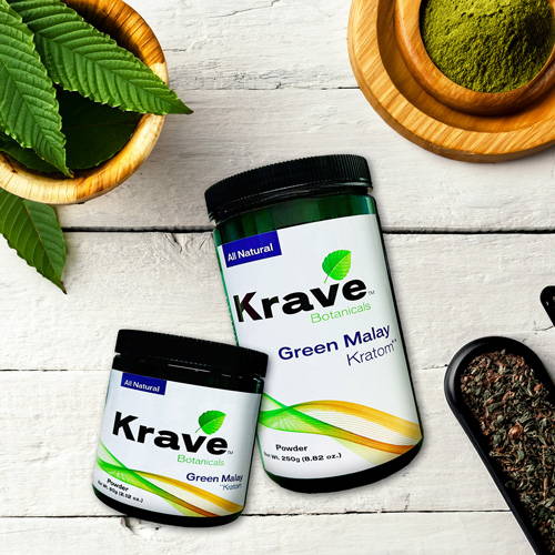 Krave Kratom Powder Green Malay 60 and 250 Grams