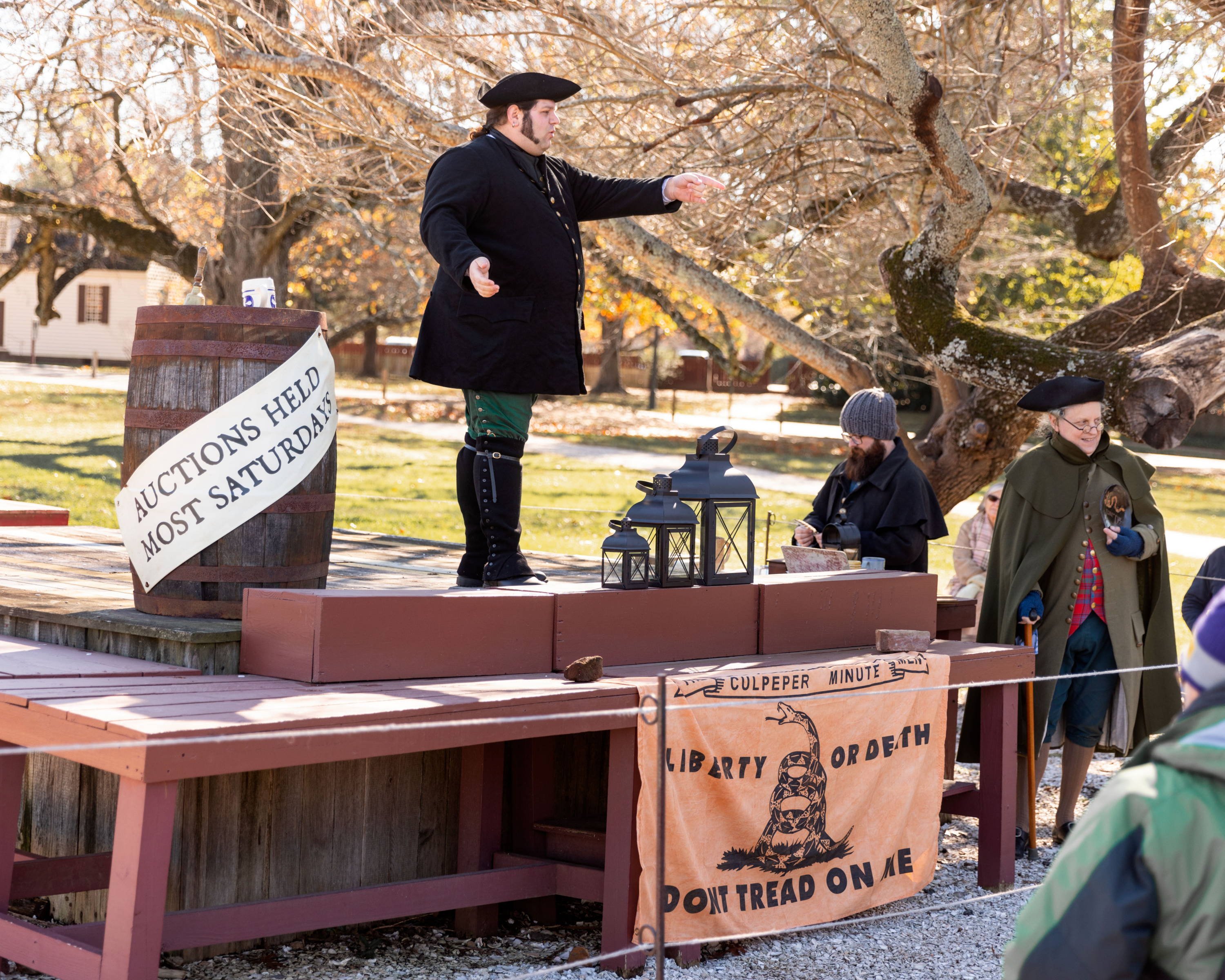 Picture of a public auction in the Historic Area of Colonial Williamsburg