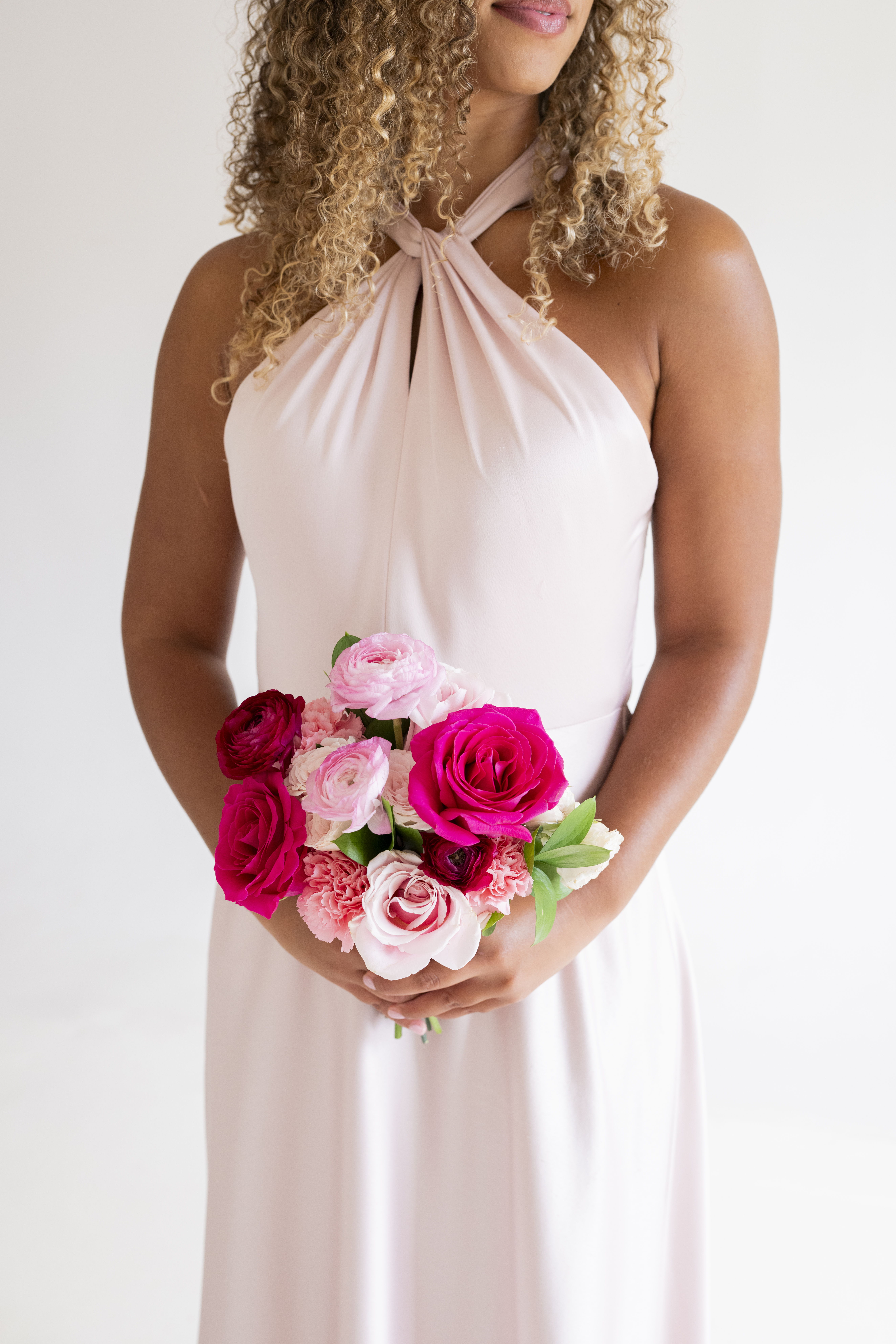 pink palette bridesmaid bouquet