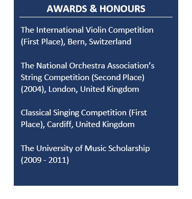 Awards & Honours Section of Music Resume