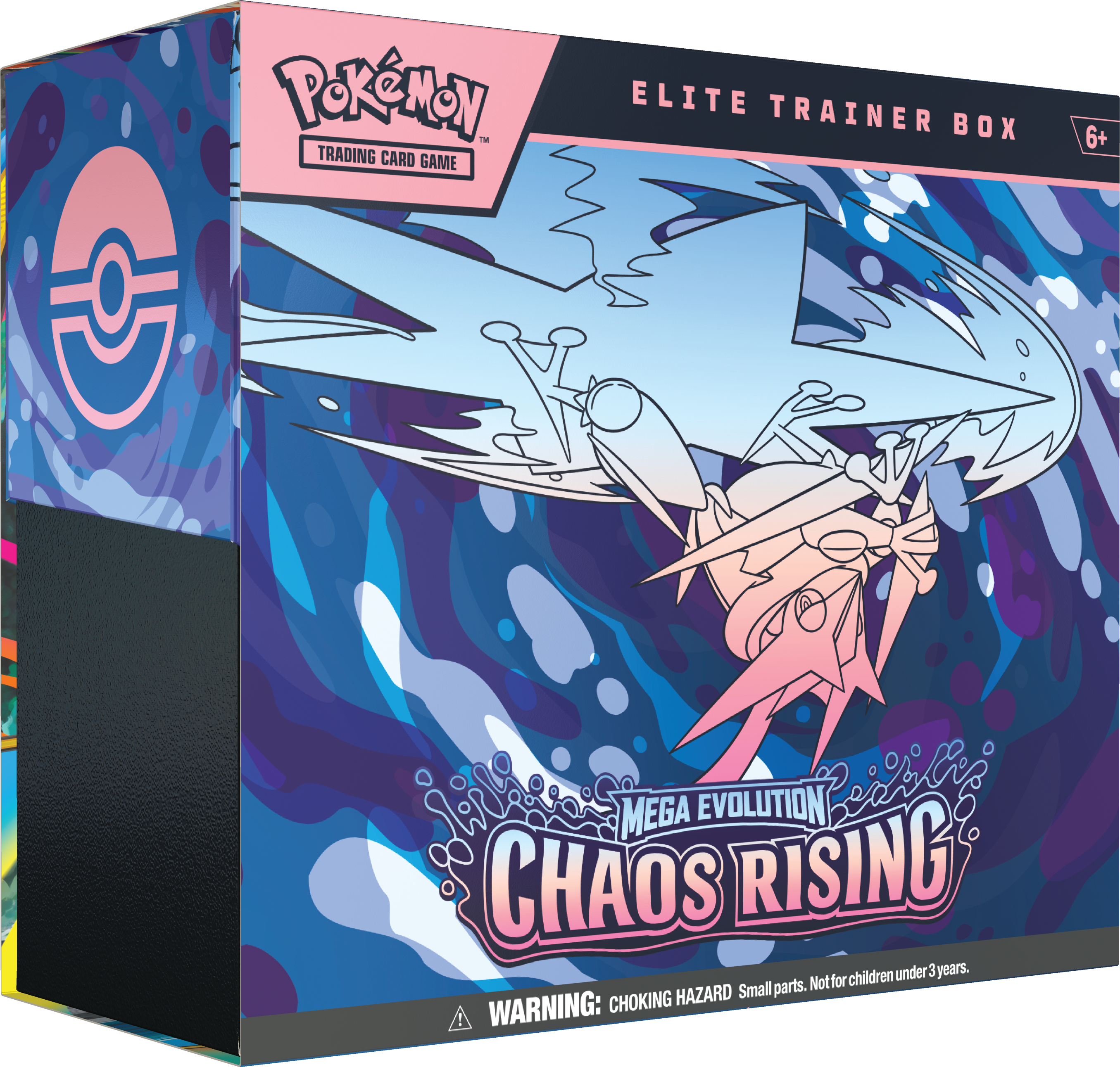 An elite trainer box from the upcoming Chaos Rising Pokémon TCG set.