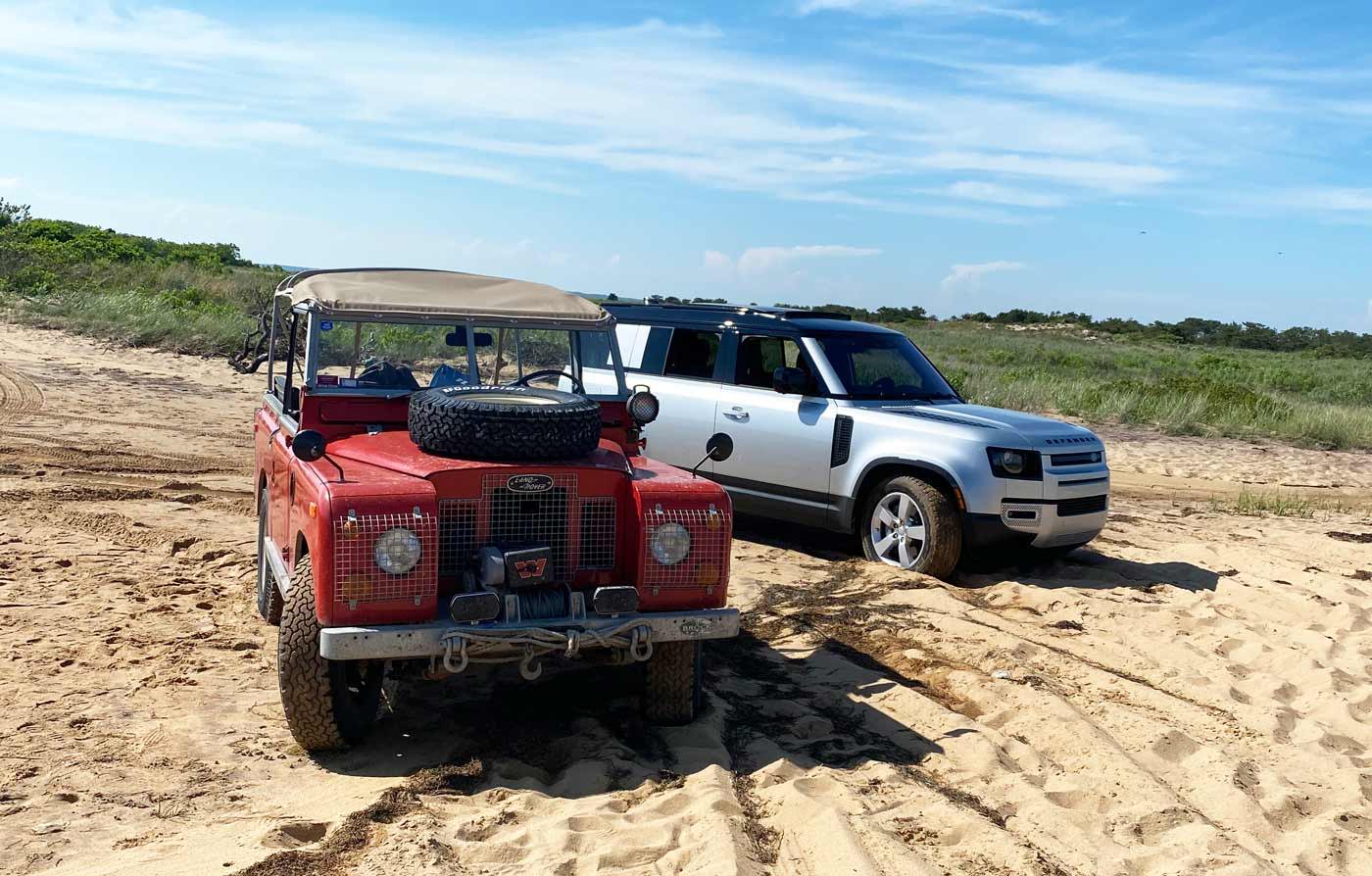 Land Rovers Driving Hamptons