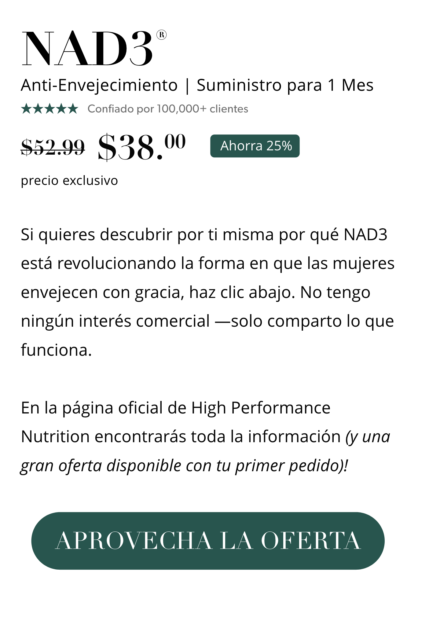 Promotional image with product price and discount offer in Spanish.