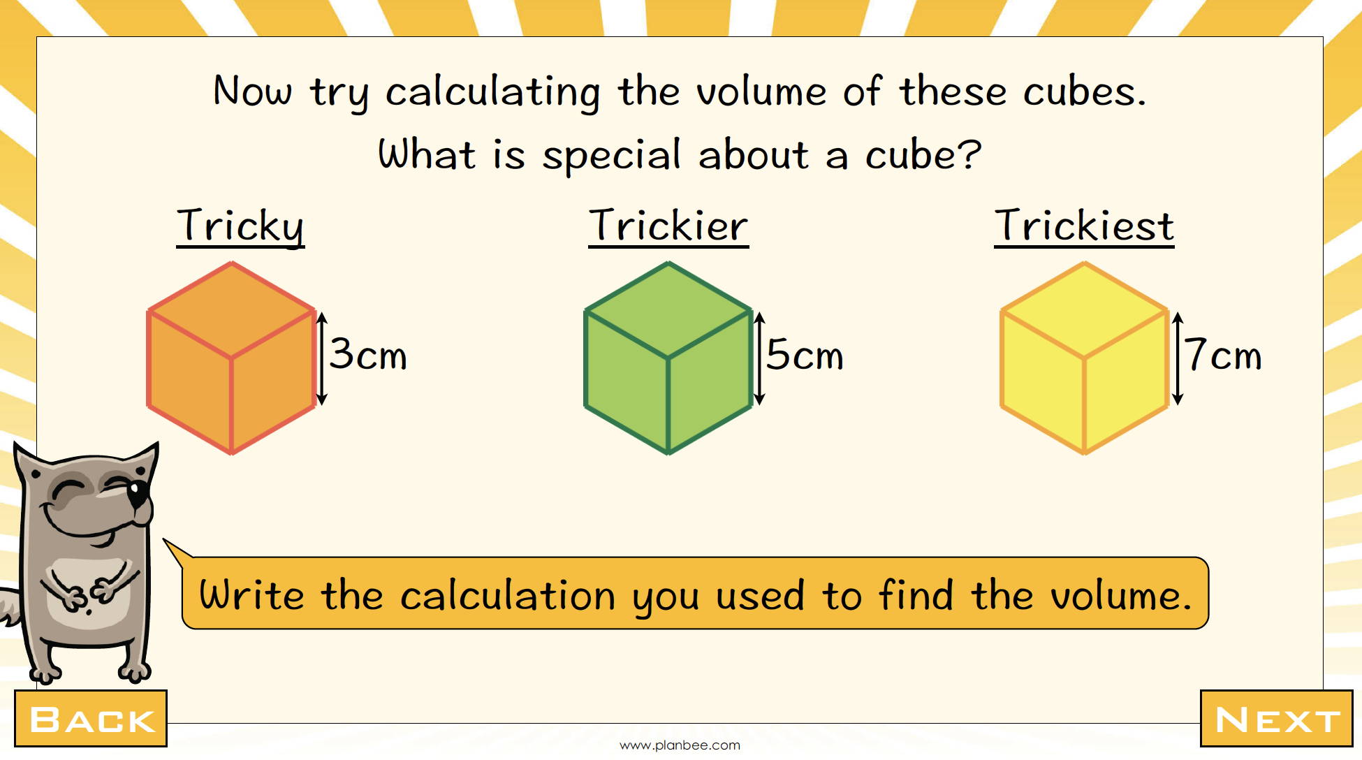 cube numbers recognise cube numbers calculate cube numbers first ten cube numbers measure cubic units volume