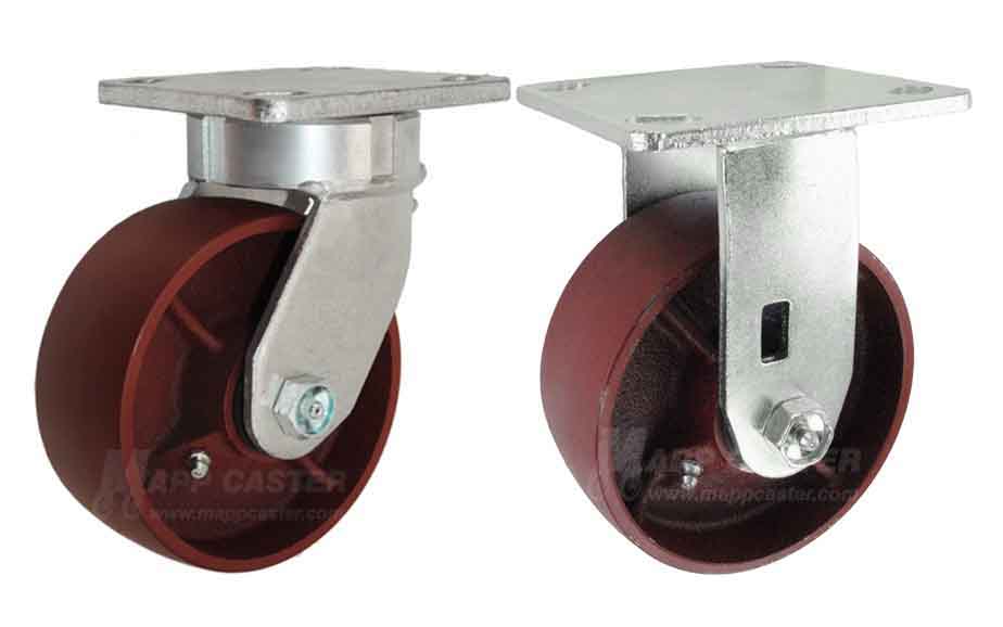 Swivel & Rigid Ductile Steel Plate Casters - High Temperatures, Capacities, impact resistance