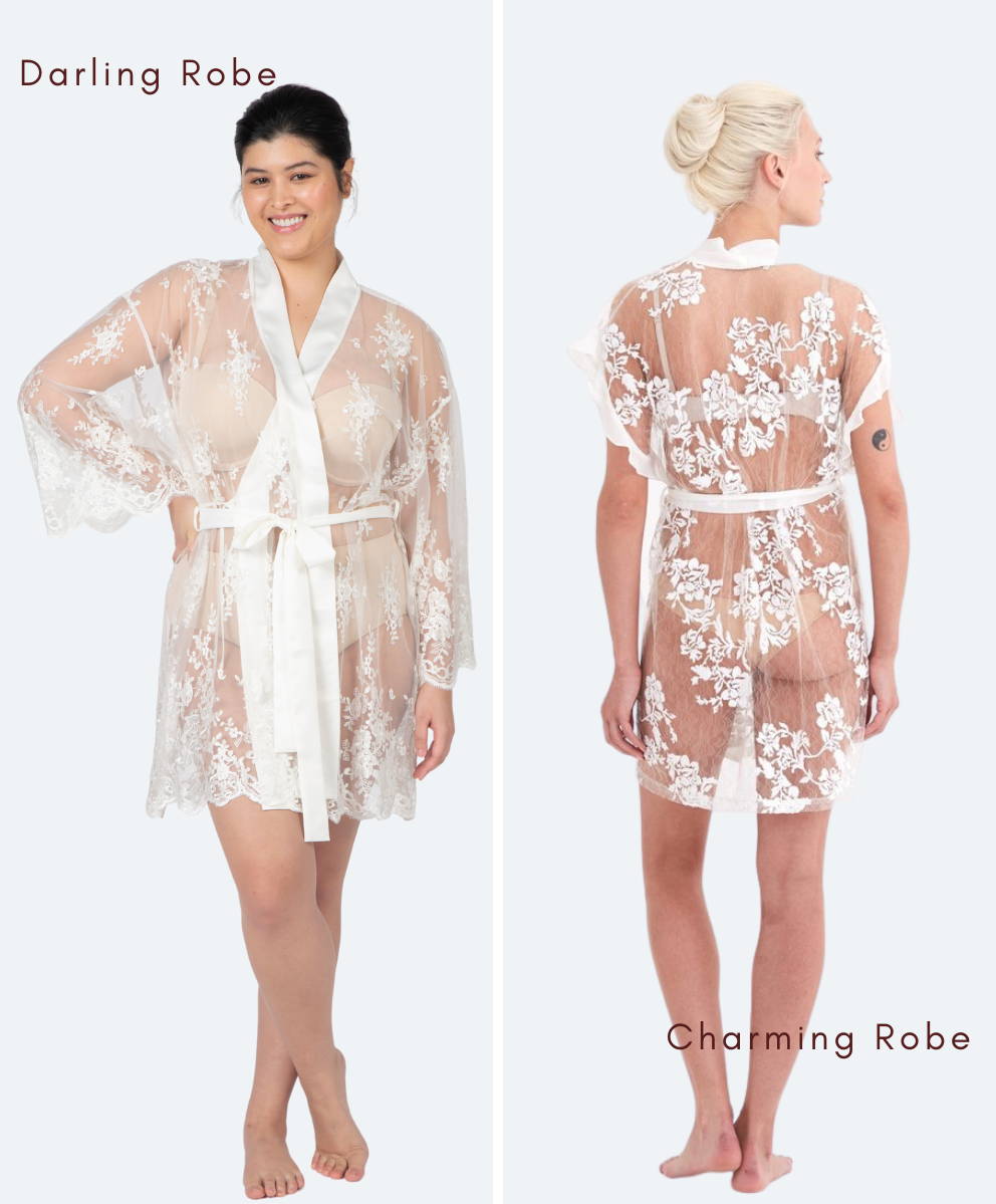 White Lace Robe Lingerie Bridal and Plus Size