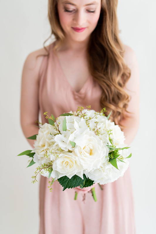 Hydrangea and rose DIY bridesmaid bouquet