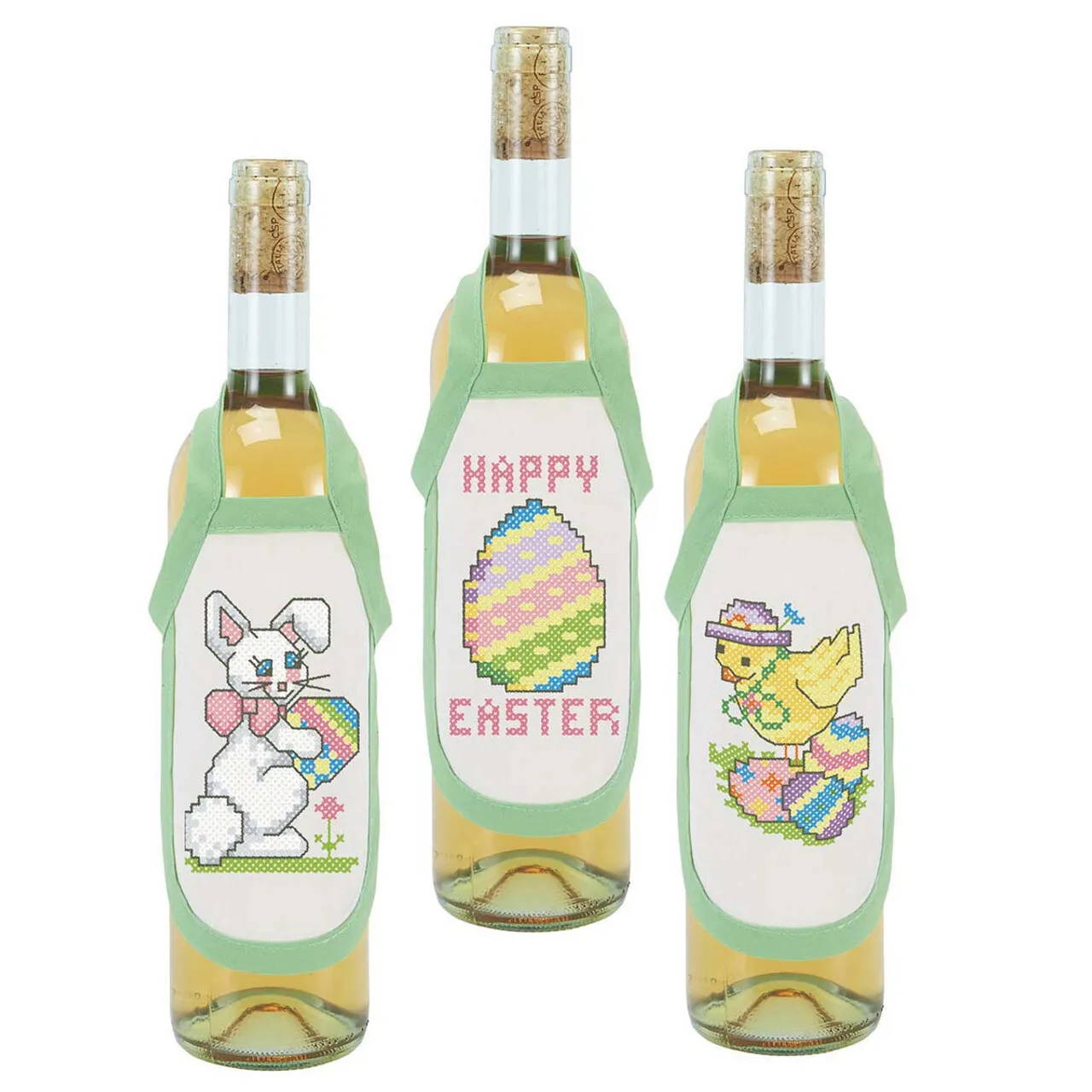 Herrschners Happy Easter Bottle Aprons Stamped Cross-Stitch