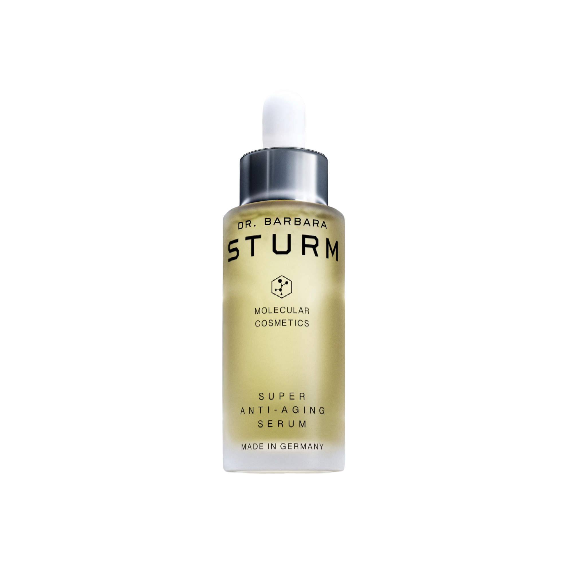 Bottle of Dr. Barbara Sturm Super Anti-Aging Serum with dropper.