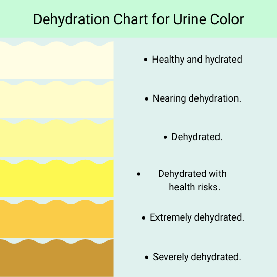 Dehydration chart for urine color