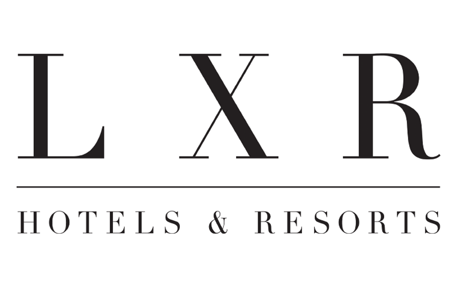 LXR Hotels & Resorts logo in elegant black font.