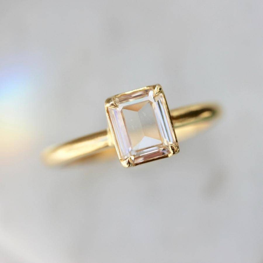 Portrait Cut Bezel Set Diamond Ring