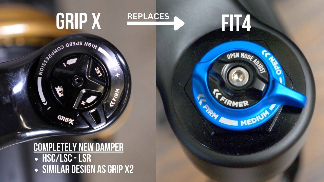 infographic showing how fox grip x damper replaces the fit4 damper