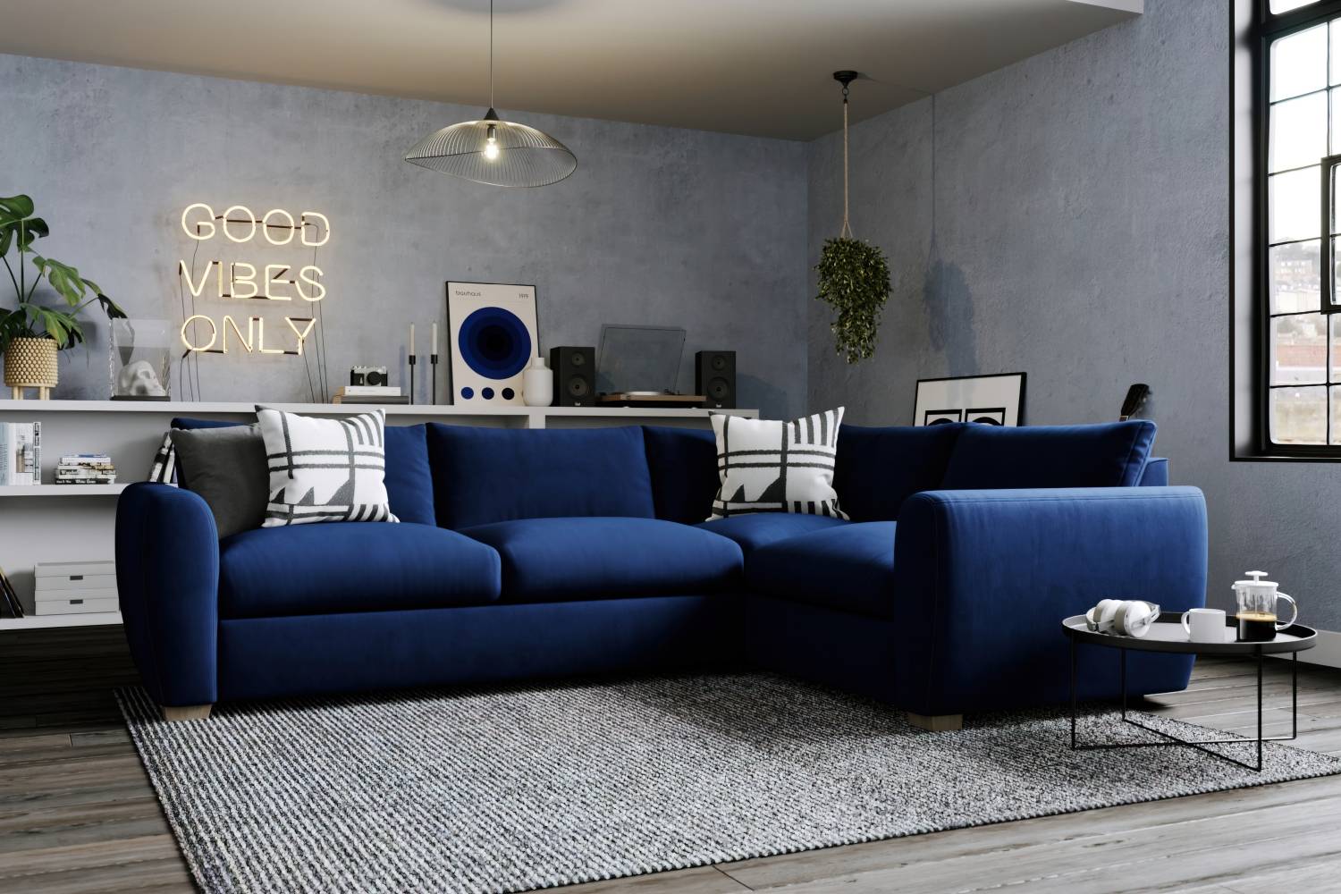 navy corner sofa