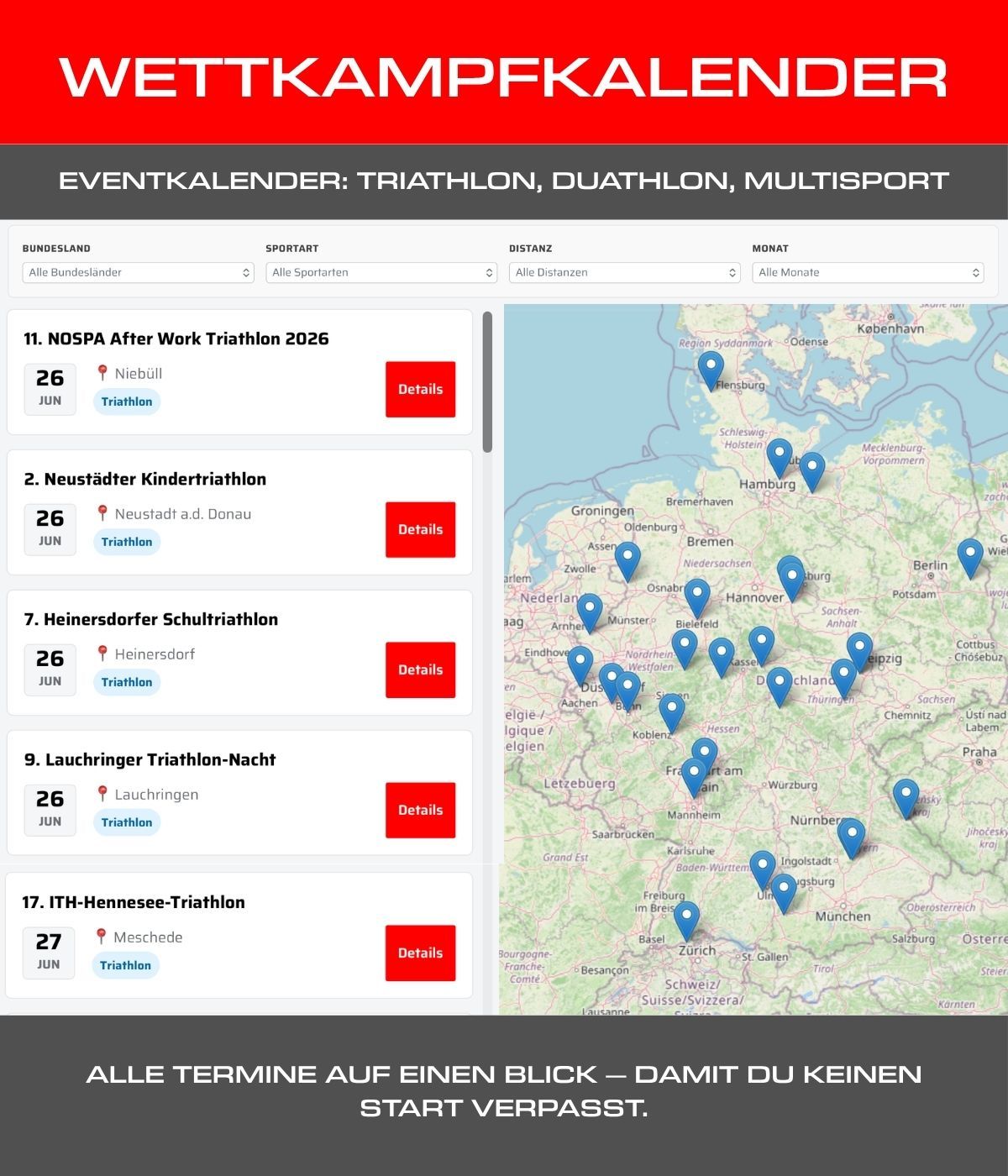 Darstellung von einem Wettkampfkalender.