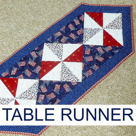 Patriotic table runner with pointy corners