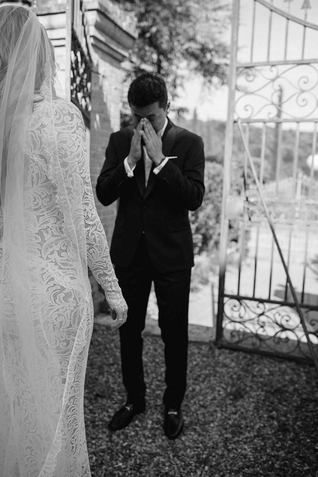 New husband emotional after seeing bride for the first time