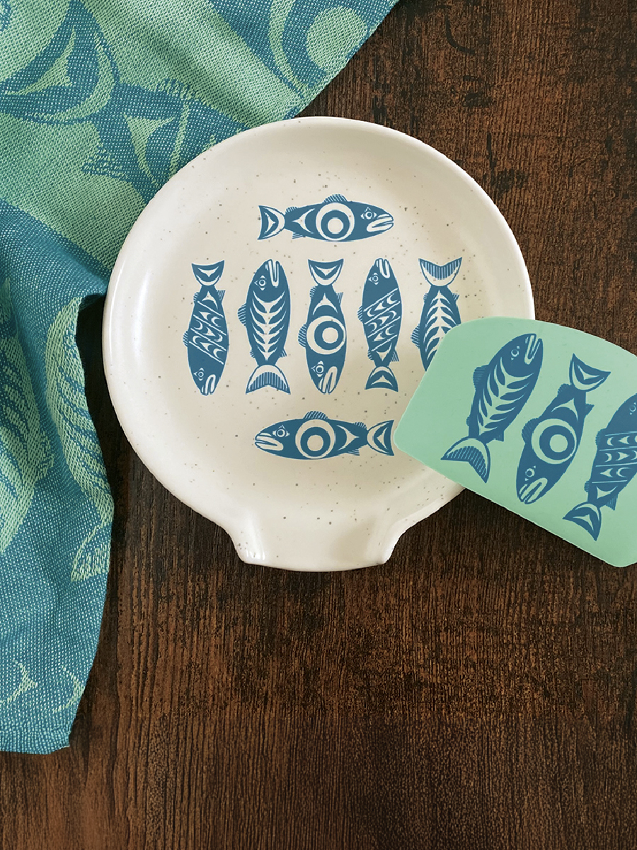 Salmon in the Wild Spoon Rest by Simone Diamond, Coast Salish