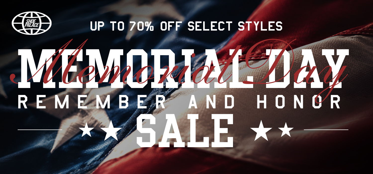 Memorial Day sale banner with discount details and patriotic imagery.