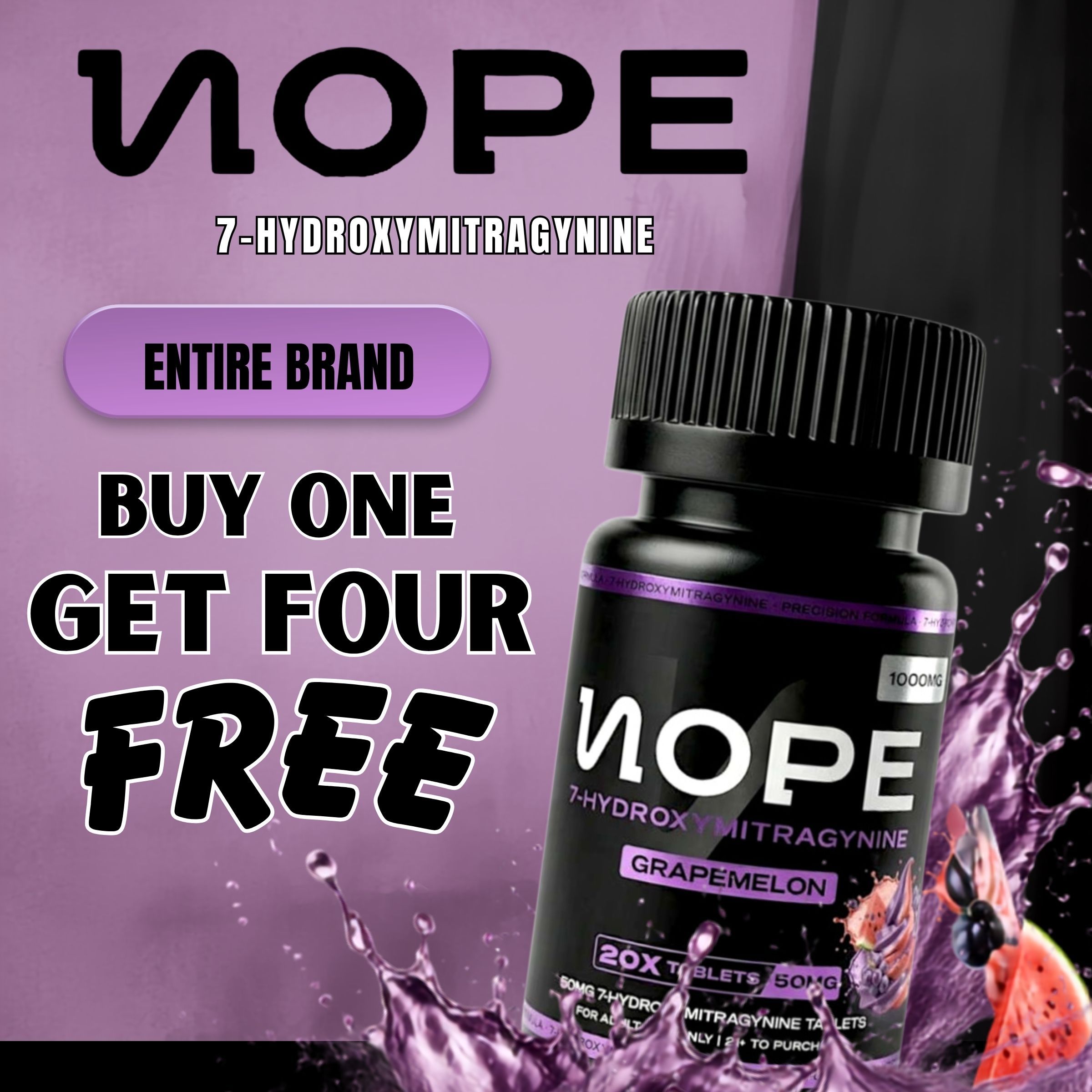 Bottle of NOPE supplement with promotional text: 