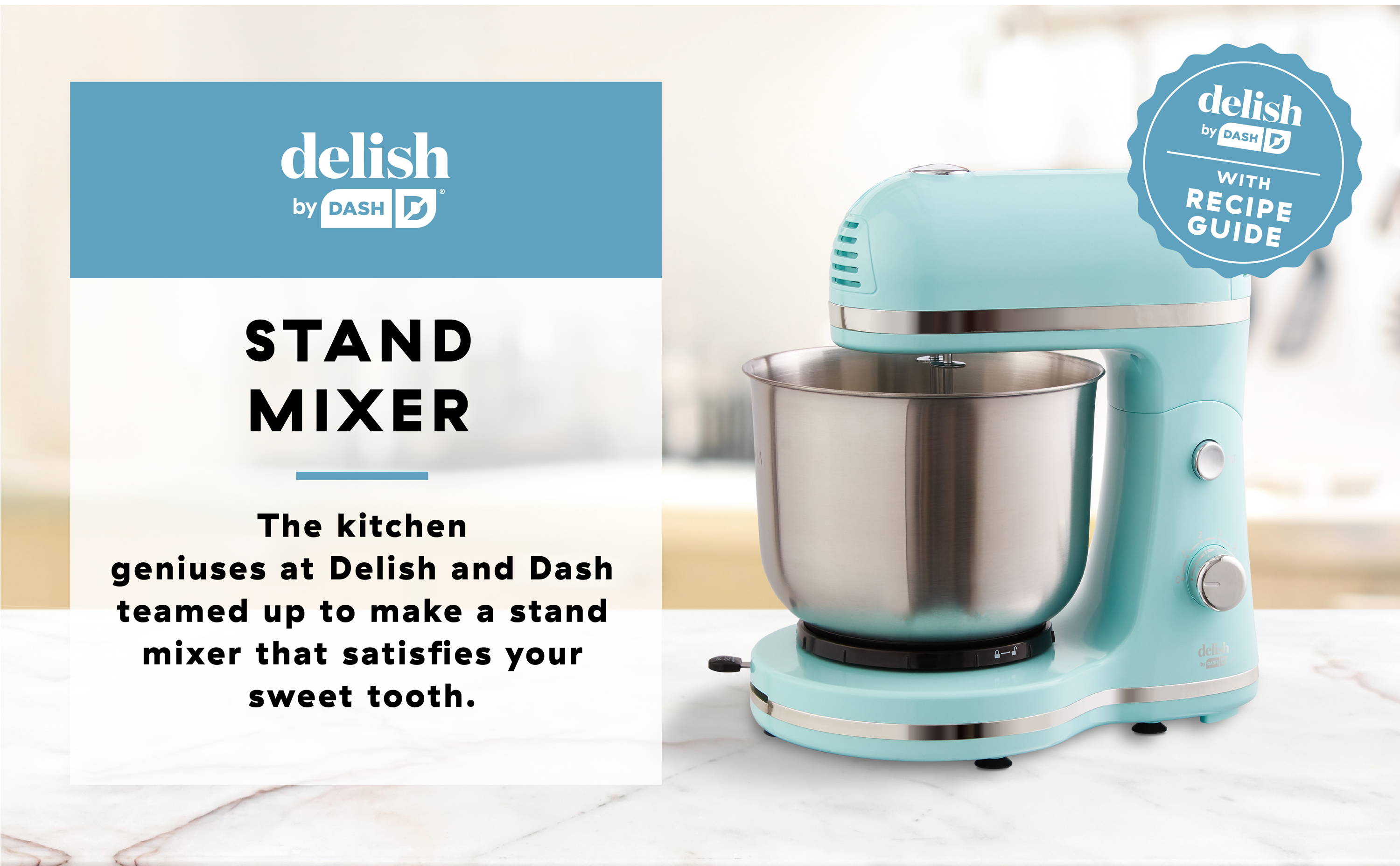 DASH Delish by Dash Compact Stand Mixer 3.5 Quart with Beaters & Dough Hooks Included DCSM350GB Black Renewed 