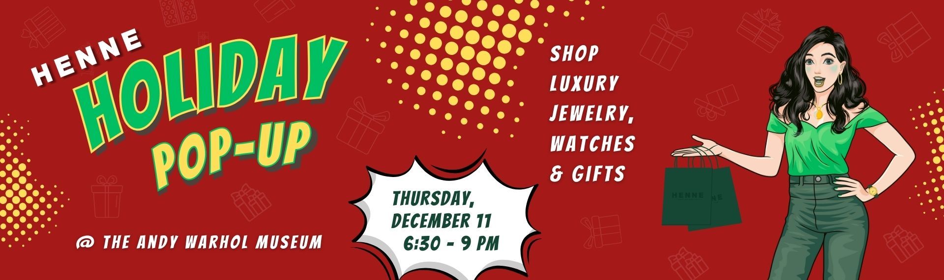 Henne Jewelers holiday pop-up event web banner