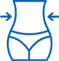 Icon of a waist with arrows indicating slimming or shaping.