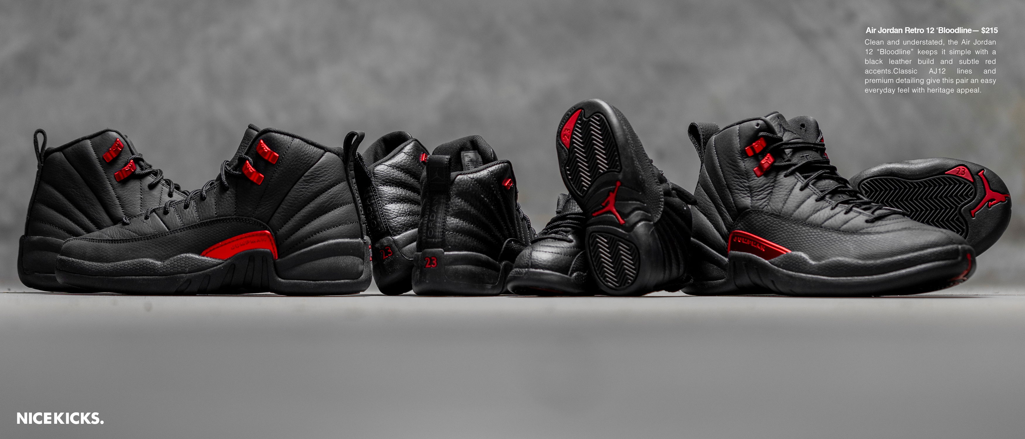 Black and red athletic shoes displayed from different angles on a gray background.