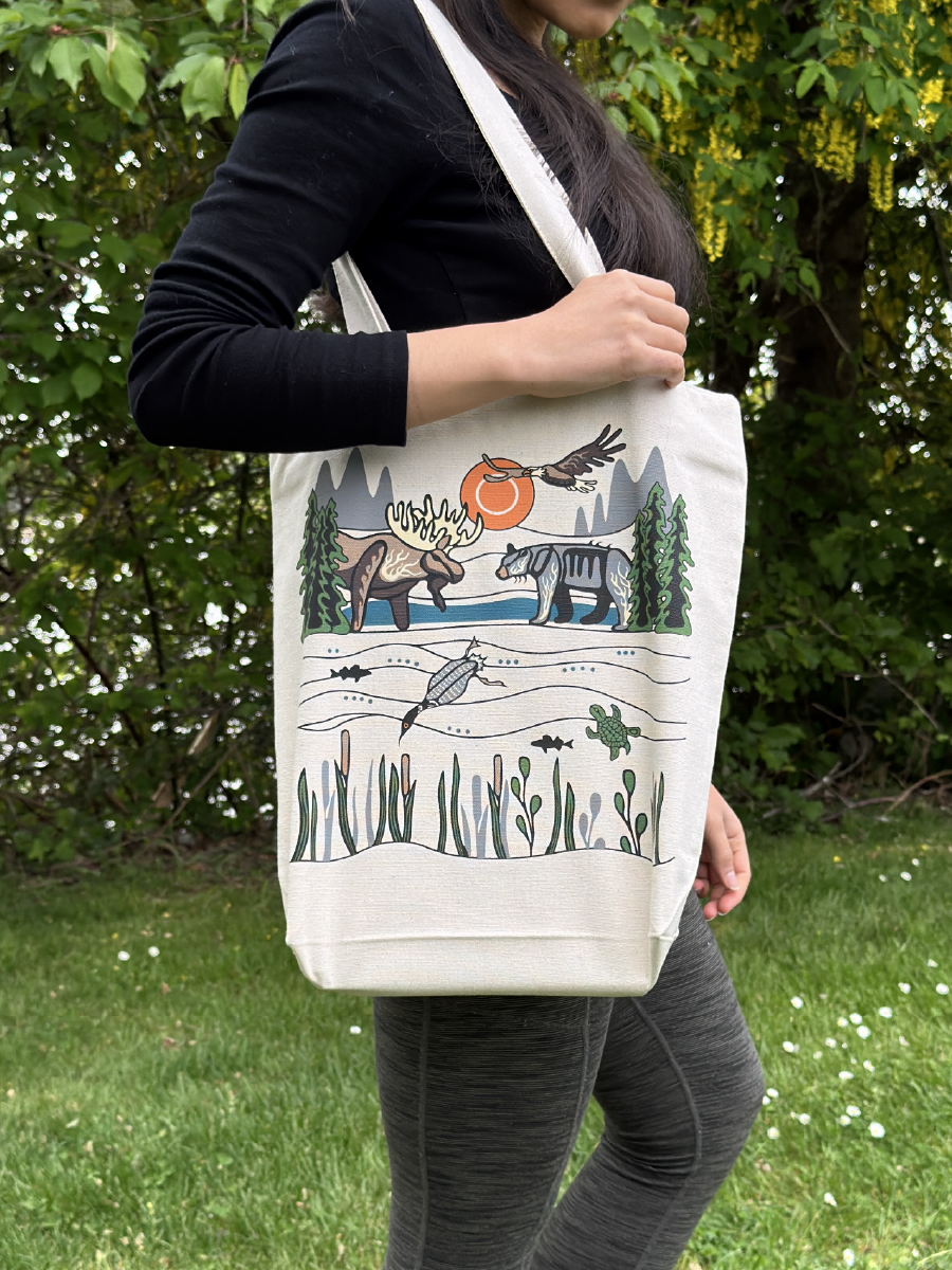 All My Relatives (Indinawemaaganidag) Canvas Tote by Storm Angeconeb, Lac Seul First Nation, Ojibwe